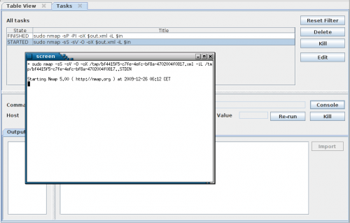 Nmap task console